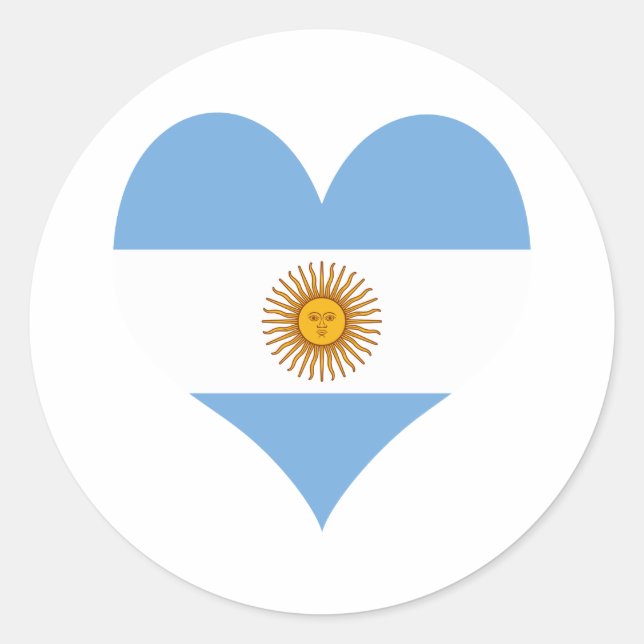 Argentina flag heart classic round sticker (Front)