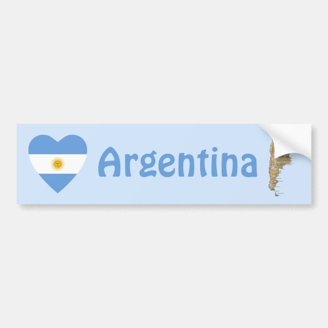 Argentina Flag Heart + Map Bumper Sticker (Front)