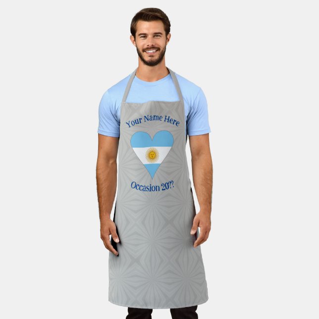 Argentina Flag Heart Personalised Apron (Worn)