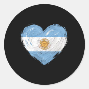 Argentina Flag Heart Soccer Football Supporter Classic Round Sticker