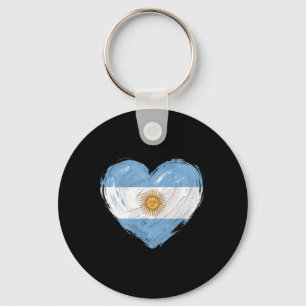 Argentina Flag Heart Soccer Footll Supporter  Key Ring