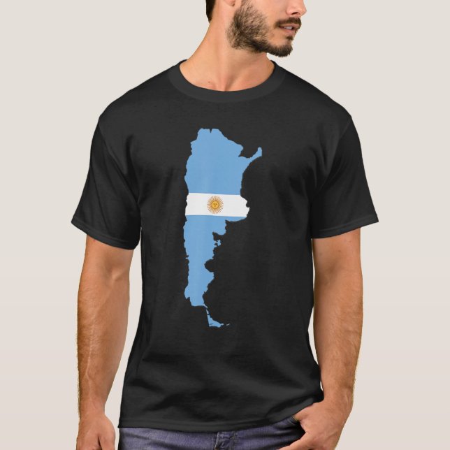Argentina flag in Argentina outline Argentina T-Shirt (Front)