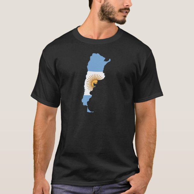 Argentina Flag map AR T-Shirt (Front)