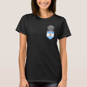 Argentina Flag Neapolitan Mastiff Dog In Pocket T-Shirt