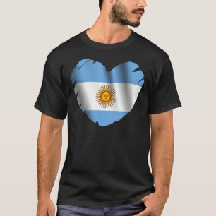 Argentina Flag On Shape Of Heart Argentinan Argent T-Shirt