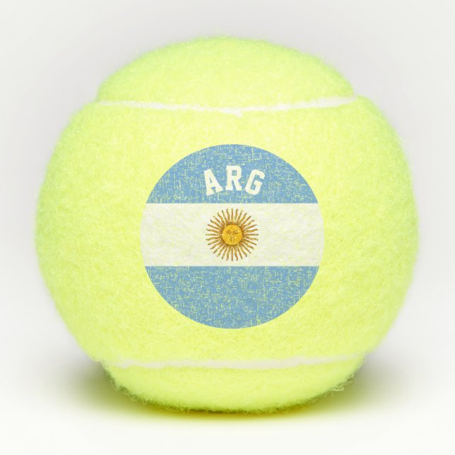 Argentina flag personalised printing on yellow tennis balls (Front)
