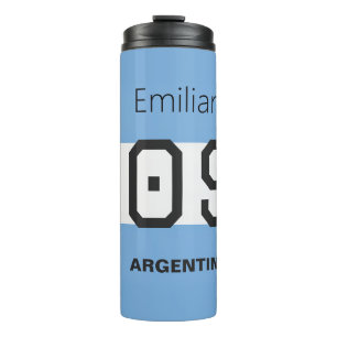 Argentina Flag Personalised Soccer Fan Gear Thermal Tumbler