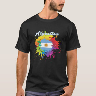 Argentina Flag Pride Gay Colourful Splash Argentin T-Shirt