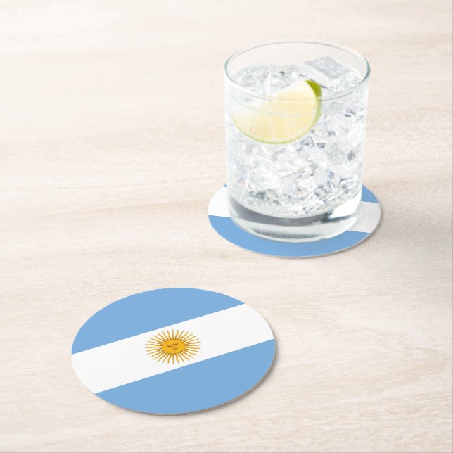 Argentina flag round paper coaster (Insitu)