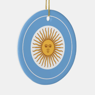 Argentina Flag Roundel, Round Argentine Flag Ceramic Ornament
