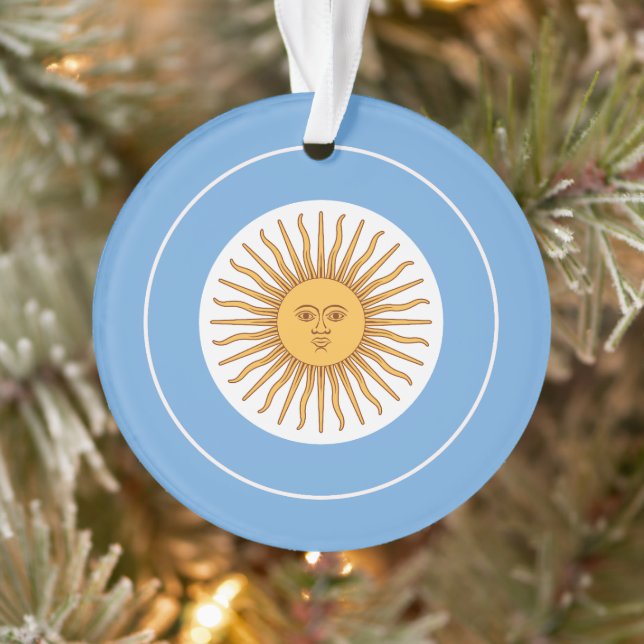 Argentina Flag Roundel, Round Argentine Flag Ornament (Tree)