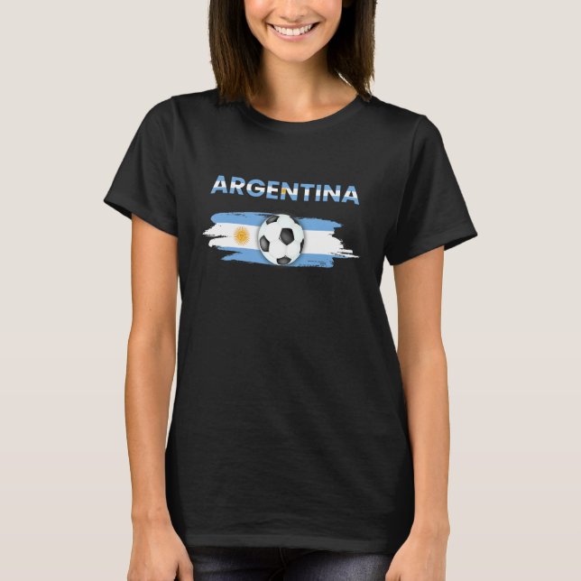 Argentina Flag Soccer Argentine Football Fans T-Shirt (Front)
