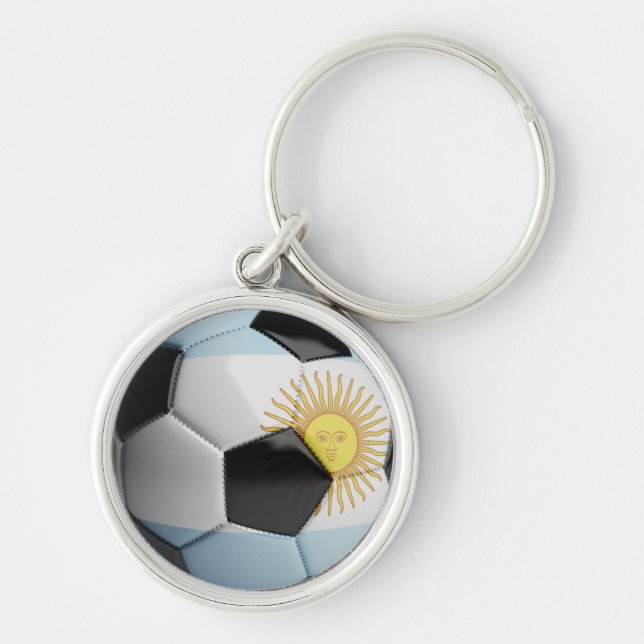 Argentina Flag Soccer Ball Key Ring (Front)