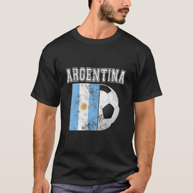 Argentina Flag Soccer Futbol Football T-Shirt (Front)