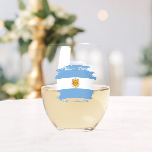 Argentina flag stemless wine glass (Insitu (Wedding))