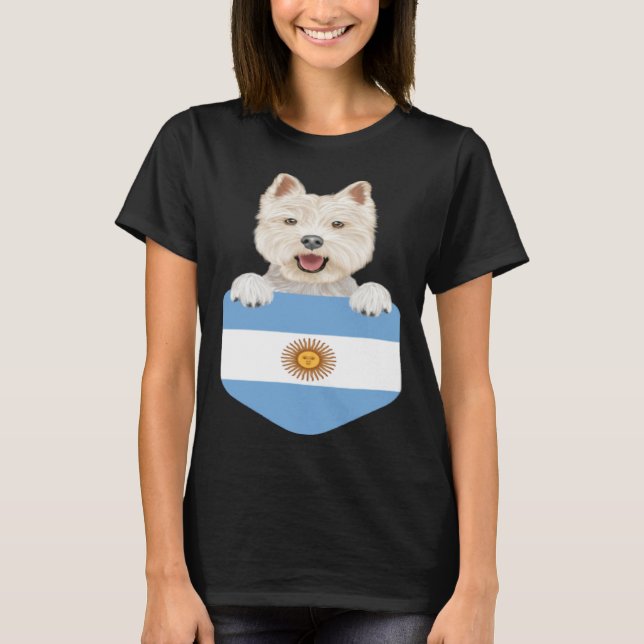 Argentina Flag West Highland White Terrier Dog In  T-Shirt (Front)