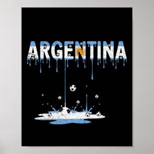 Argentina Football Dripping Flag Poster