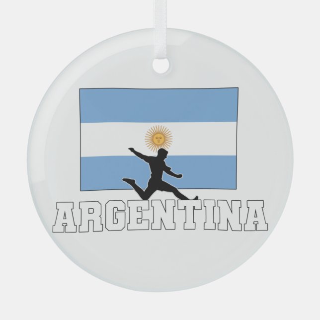 Argentina Football Soccer National Team Glass Tree Decoration (Front)
