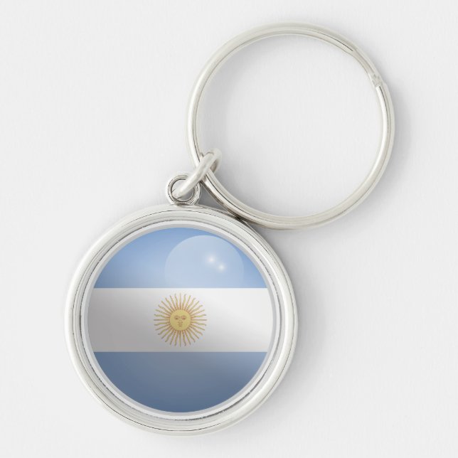 Argentina Glossy Circle Flag Key Ring (Front)