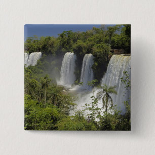 Argentina, Iguacu Falls in sun. 15 Cm Square Badge