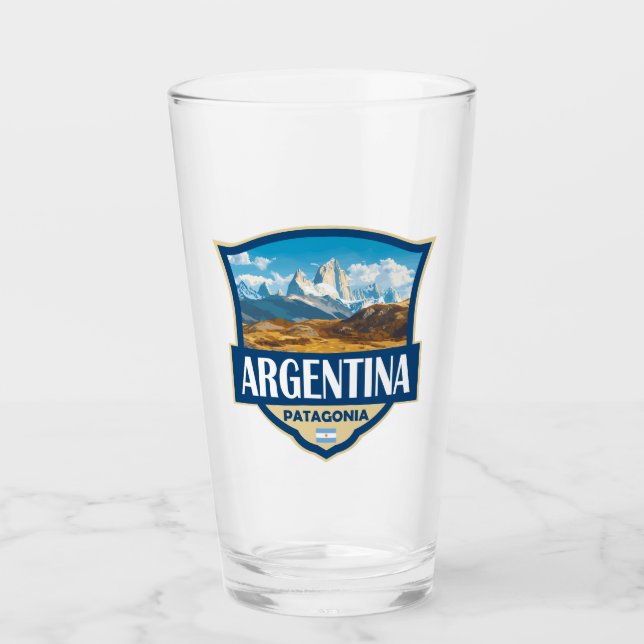 Argentina Illustration Retro Badge Glass (Front)