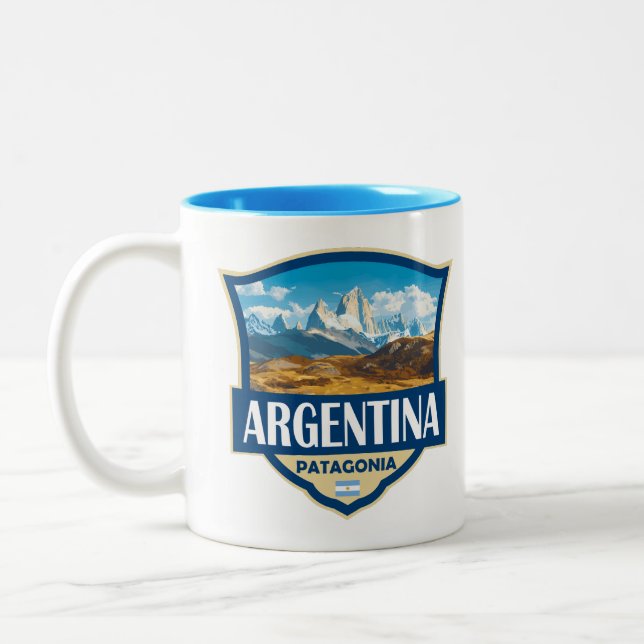 Argentina Illustration Retro Badge Two-Tone Coffee Mug (Left)