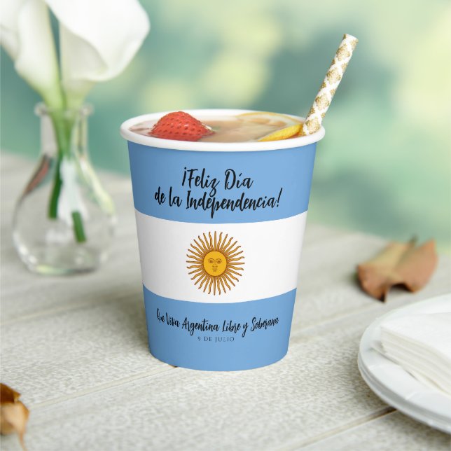 Argentina Independence Day Flag Paper Cups (Insitu)