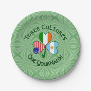 Argentina Ireland USA Shamrock Flag  Paper Plate
