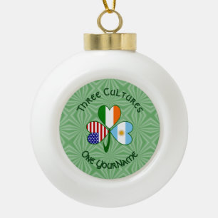 Argentina Ireland USA Shamrock Flag Personalised Ceramic Ball Christmas Ornament