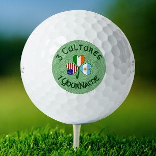 Argentina Ireland USA Shamrock Flag Personalised  Golf Balls