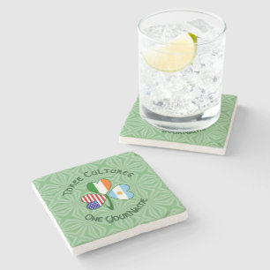 Argentina Ireland USA Shamrock Flag Personalised Stone Coaster