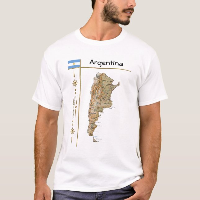 Argentina Map + Flag + Title T-Shirt (Front)