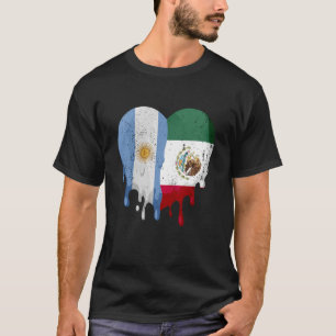 Argentina Mexico Flag Heart Citizen Grown Patriot T-Shirt