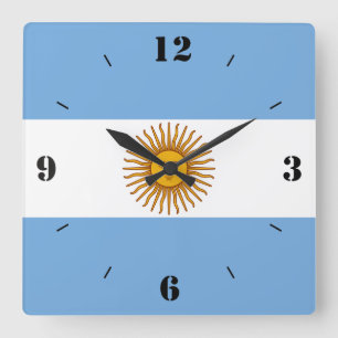 Argentina National Flag Patriotic Square Wall Clock
