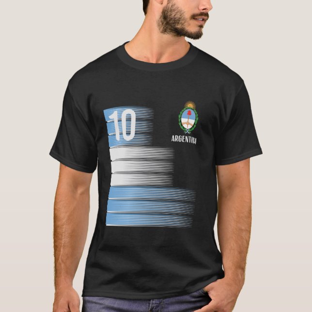 Argentina Number 10 Flag Soccer Men Women Kids Boy T-Shirt (Front)