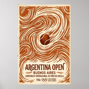Argentina Open Tennis Poster Vintage 1954 Buenos