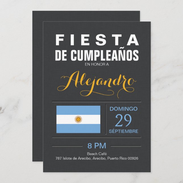 Argentina Party Invitation (Front/Back)