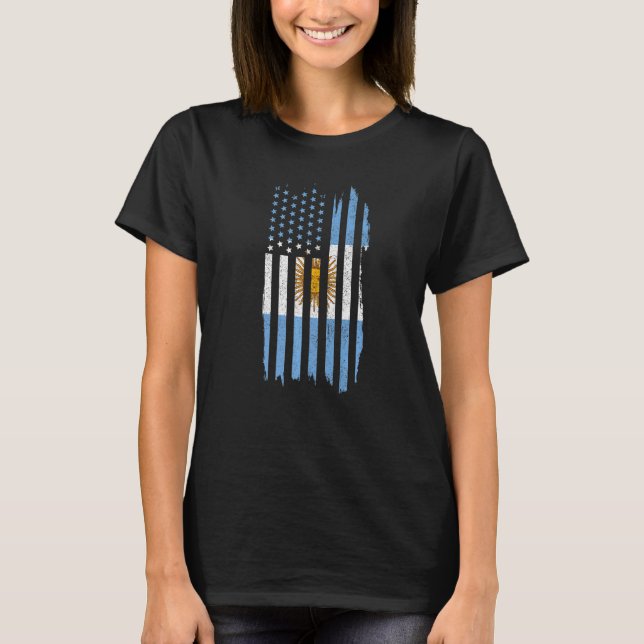 Argentina Patriotic Argentinian American Flag Prid T-Shirt (Front)