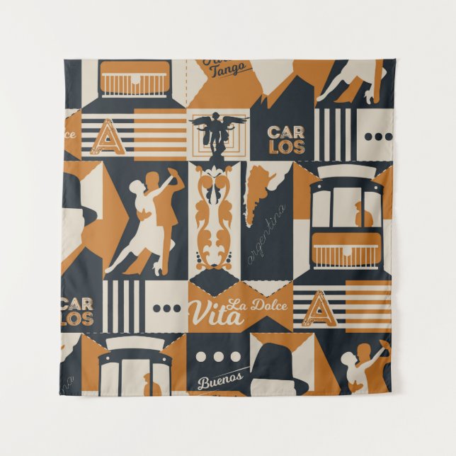 argentina pattern seamless design illustration tapestry (Front)