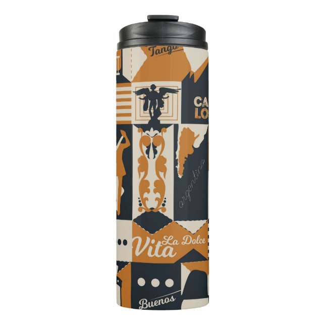 argentina pattern seamless design illustration thermal tumbler (Front)