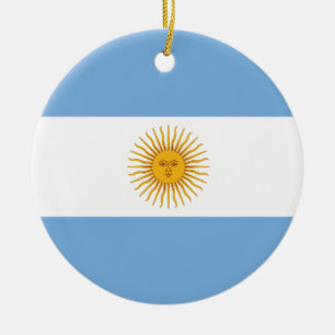 Argentina Plain Flag Ceramic Tree Decoration