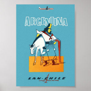 Argentina Retro Vintage Travel Poster Print