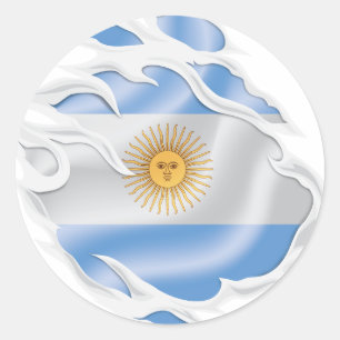 Argentina Ripped Flag Classic Round Sticker