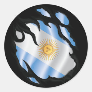 Argentina Ripped Flag Classic Round Sticker