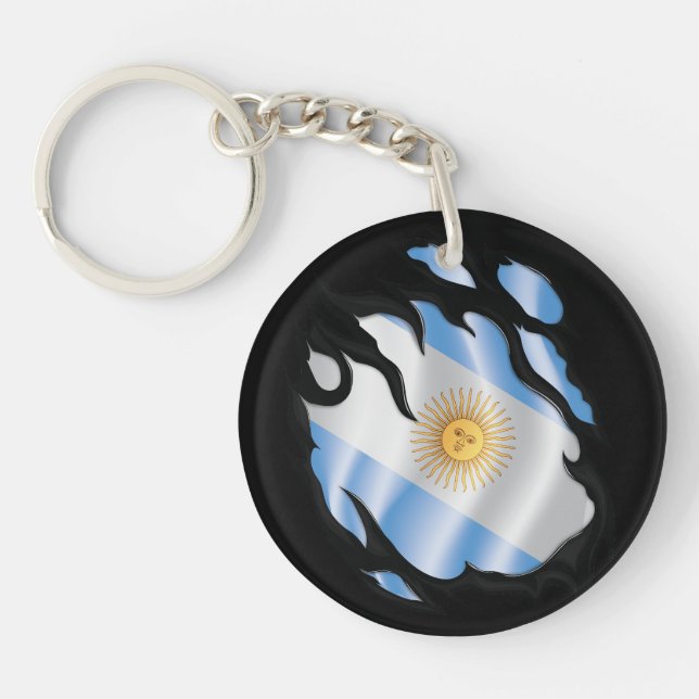 Argentina Ripped Flag Key Ring (Front)