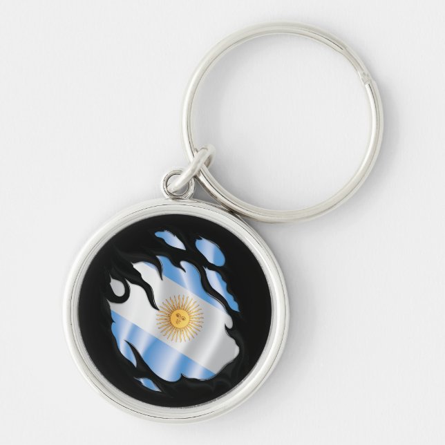 Argentina Ripped Flag Key Ring (Front)