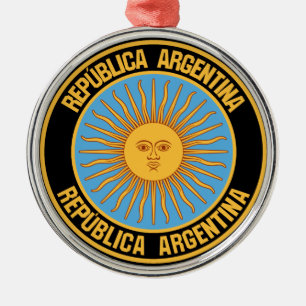 Argentina Round Emblem Metal Ornament