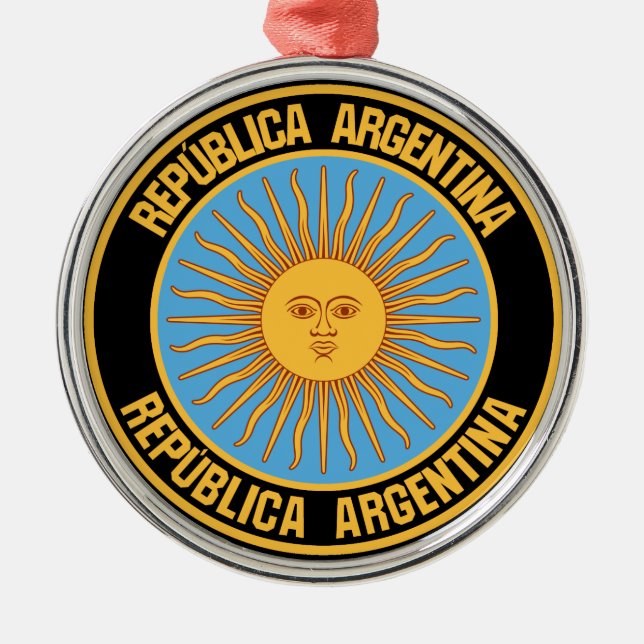 Argentina Round Emblem Metal Ornament (Front)