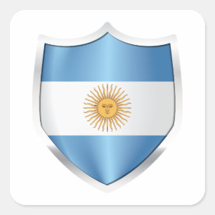 Argentina Silver Shield Flag Square Sticker