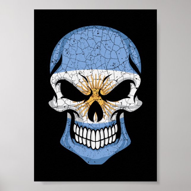 Argentina Smiling Skull Flag Poster (Front)